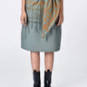 Giza Cotton Poplin Straight Fit Skirt with Draped Waist - Taupe - Genes Lecoanet Hemant