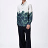 Giza Cotton Shirt with UV Abstract Print- Taupe