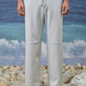 Grey poly viscose lycra trousers for men with drawstring waist