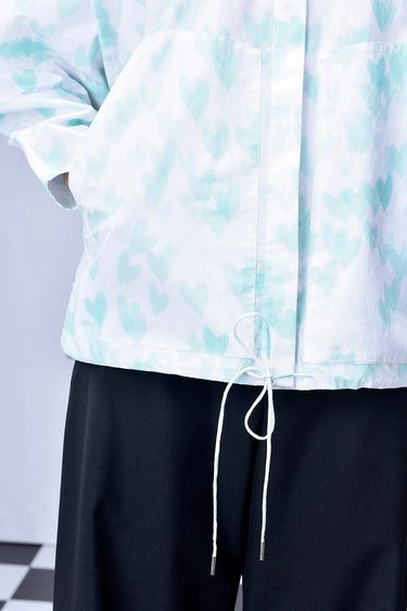 Heart Print Oversized Shirt - Nile Green - Genes Online Store