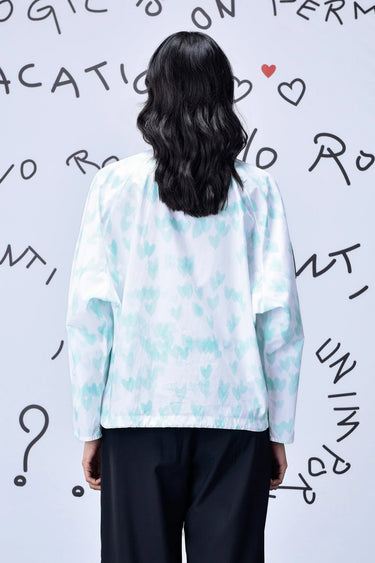 Heart Print Oversized Shirt - Nile Green - Genes Online Store