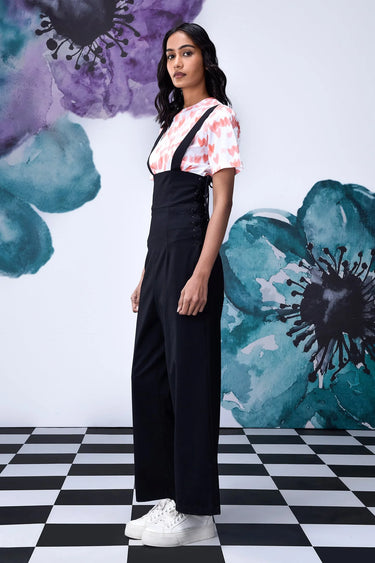 Highwaist Lace-up Relax Fit Overalls - Genes Online Store