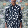 Ikat Check Print Regular Fit Shirt - Black - Genes Online Store