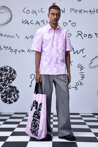 Ikat Check Print Regular Fit Shirt - Smoothie Pink - Genes Online Store