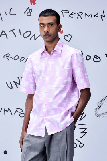 Ikat Check Print Regular Fit Shirt - Smoothie Pink - Genes Online Store