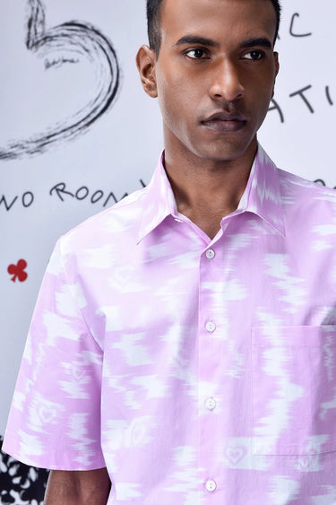 Ikat Check Print Regular Fit Shirt - Smoothie Pink - Genes Online Store