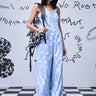 Ikkat Check Relaxed Fit Dungaree- Light Blue - Genes Online Store