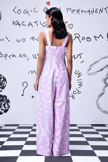 Ikkat Check Relaxed Fit Dungaree- Smoothie Pink - Genes Online Store