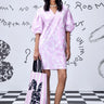 Ikkat Check Semi Fit Dress- Smoothie Pink - Genes Online Store