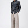 Khaki Cotton Poplin Regular Fit Shirt with Animal Print - Genes Lecoanet Hemant