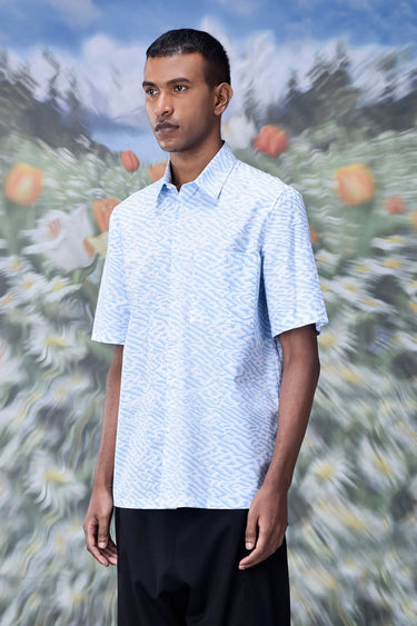 Labyrinth Cotton Regular Fit Shirt- Light Blue - Genes Online Store