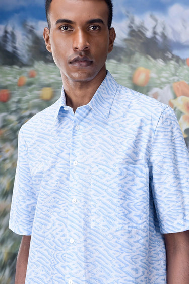 Labyrinth Cotton Regular Fit Shirt- Light Blue - Genes Online Store