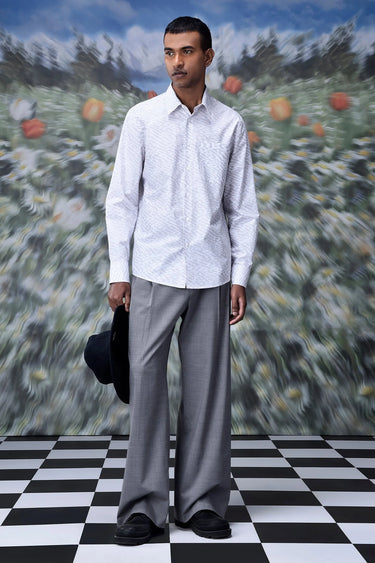 Labyrinth Cotton Regular Fit Shirt- Pearl Grey - Genes Online Store