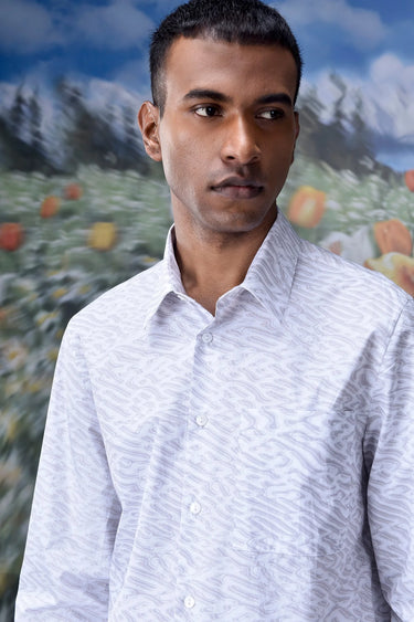 Labyrinth Cotton Regular Fit Shirt- Pearl Grey - Genes Online Store