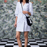 Labyrinth Print Semi Fit Wraparound- Pearl Grey - Genes Online Store