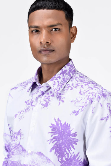 Landscape Print Regular Fit Men's Button-Up Shirt-Amethyst - Genes Lecoanet Hemant