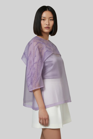 Stylish lavender organza top for women, premium designer fashion India