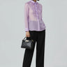 Lavender embroidered sheer shirt for women by Genes Lecoanet Hemant India