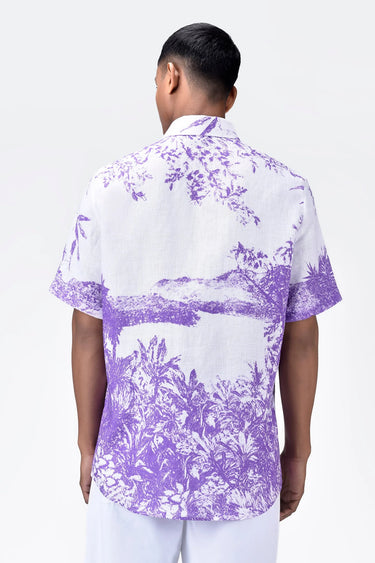 Light Linen Regular Fit Shirt with Landscape Print - Genes Lecoanet Hemant