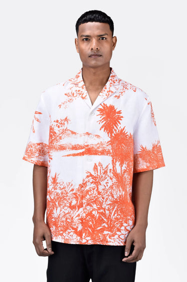 Light Linen Shirt with Landscape Print - Genes Lecoanet Hemant