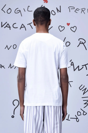 Designer white rabbit print T-shirt styled for casual wear