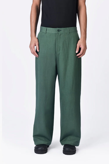 Linen Herringbone Trouser with Flap Pocket - Genes Lecoanet Hemant