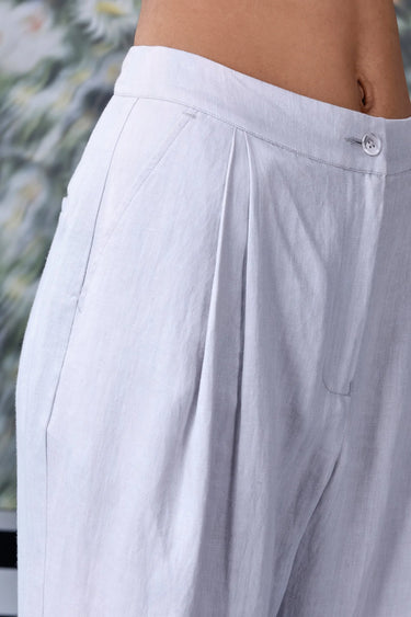 Linen Regular Fit Trousers- Pearl Grey - Genes Online Store