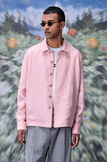 Linen jacket with structured fit and soft texture for men