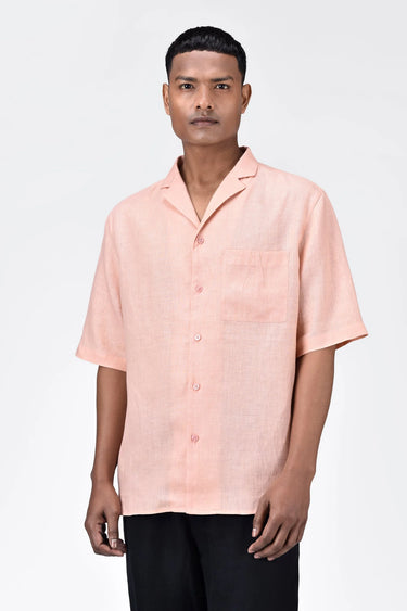 Linen Shirt with Half Sleeves & Signature Dart Detail - Genes Lecoanet Hemant