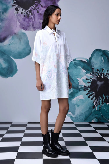 Living Flower A-Line Fit Embroidery Dress - Genes Online Store