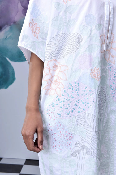 Living Flower A-Line Fit Embroidery Dress - Genes Online Store