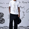 White Mad Hatter semi-fit cotton T-shirt for men with hand-sketched graphic print