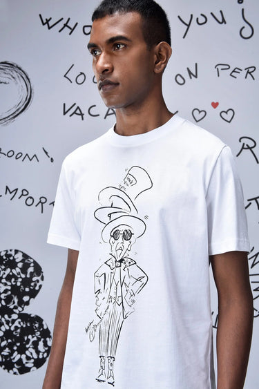 Mad Hatter semi-fit T-shirt for men with artistic graphic and breathable cotton fabric