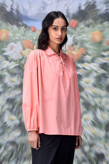 Malmal Lace up Relax Fit Top- Coral Peach - Genes Online Store