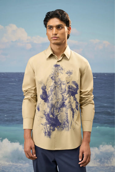 Mastic Premium Cotton Poplin Abstract Print Shirt
