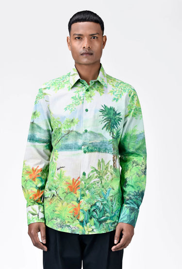 Men's Full Sleeve Shirt with Landscape Print - Genes Lecoanet Hemant