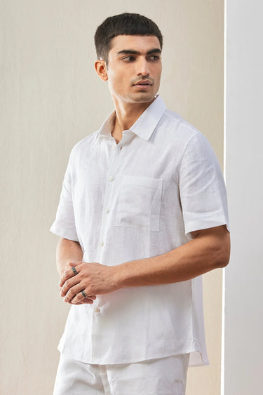 Men's Half Sleeve Shirt with Tonal Signature Details - Genes Lecoanet Hemant