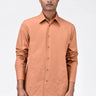 Men's Light Peach Cotton Poplin Regular Fit Button-Up Shirt - Genes Lecoanet Hemant