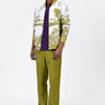 Men's Linen Herringbone Easy Fit Bomber Jacket-Bright Olive - Genes Lecoanet Hemant