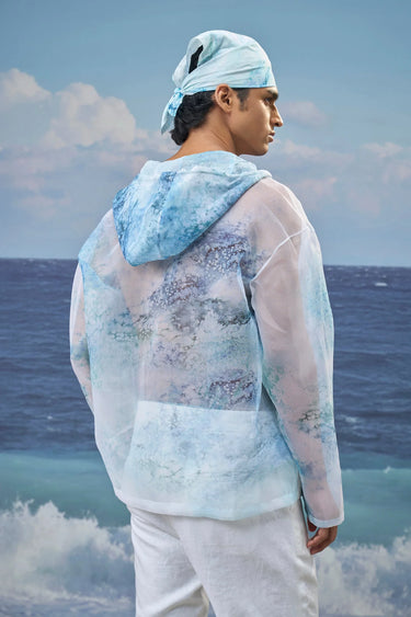 Men's Multicolour Premium Poly Organza Abstract Print Shirt