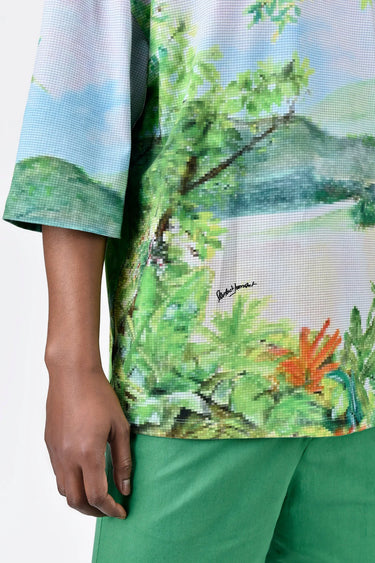 Men's Oversized Pixelated Landscape Print T-Shirt - Genes Lecoanet Hemant