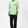 Men's Regular Fit Button Up Shirt with Fruit Basket Embroidery-Mint Green - Genes Lecoanet Hemant