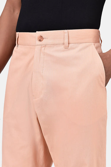 Men's Regular Fit Corduroy Trousers-Light Peach - Genes Lecoanet Hemant