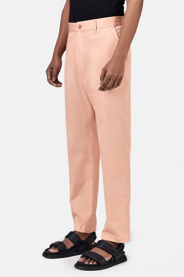 Men's Regular Fit Corduroy Trousers-Light Peach - Genes Lecoanet Hemant