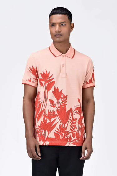 Men's Regular Fit Polo with Tropical Print - Genes Lecoanet Hemant