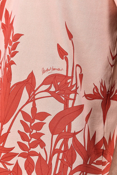 Men's Regular Fit Polo with Tropical Print-Light Peach - Genes Lecoanet Hemant