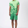 Men's Regular Fit Polo with Tropical Print-Mint Green - Genes Lecoanet Hemant