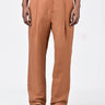 Men's Straight Fit Pleated Trousers-Salmon Pink - Genes Lecoanet Hemant
