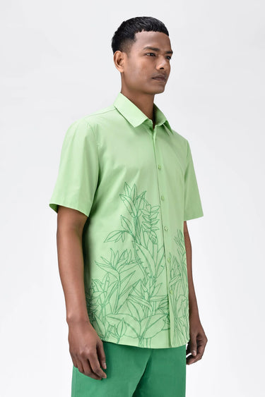 Men's Tropical Tonal Thread Regular Fit Cotton Poplin Shirt - Genes Lecoanet Hemant