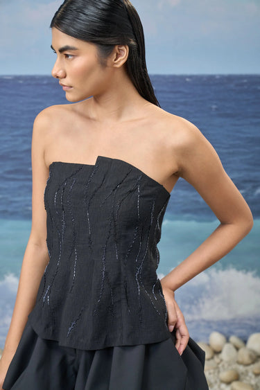 Midnight Tide Embellished Nylon Top